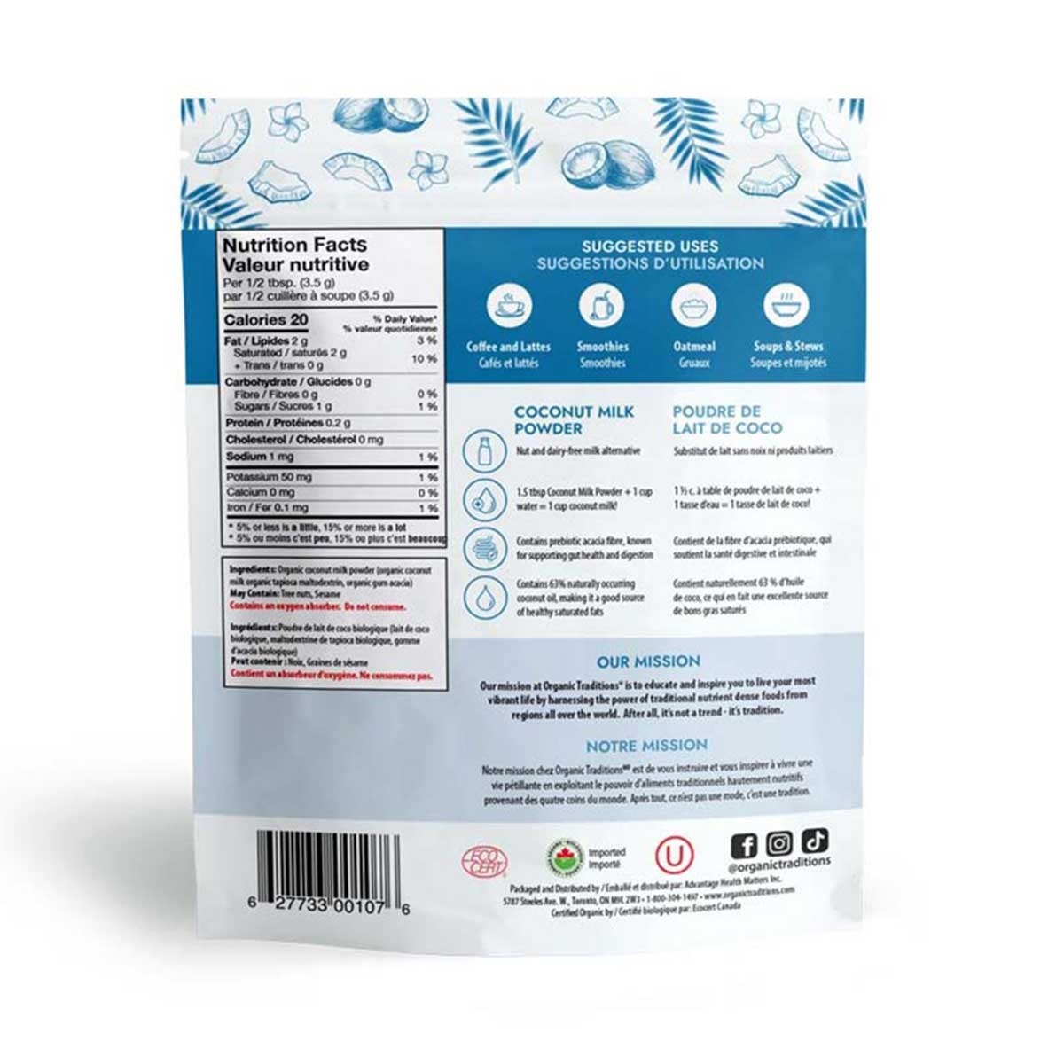 ORGANIC TRADITIONS 有機椰子奶粉