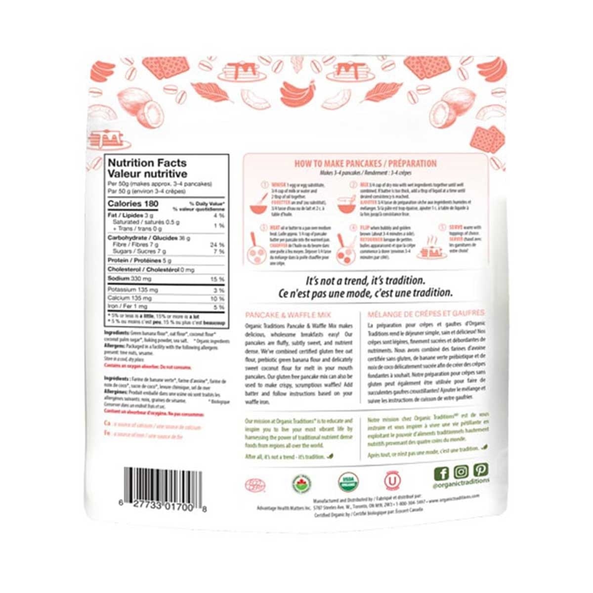 ORGANIC TRADITIONS 薄煎餅/ 窩夫餅粉(原味)