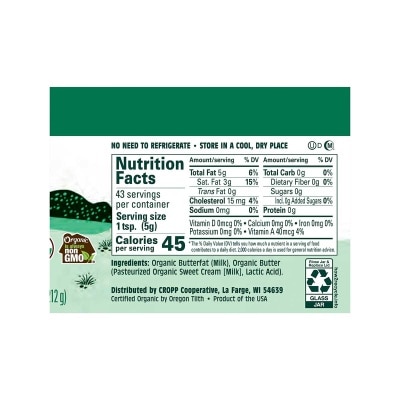 ORGANIC VALLEY Clarified Butter Ghee [ Us] (chilled 0 4°c) image