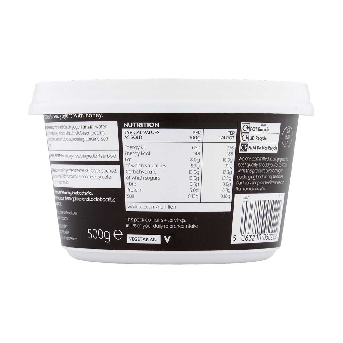 WAITROSE N1 Greek Yogurt With Honey