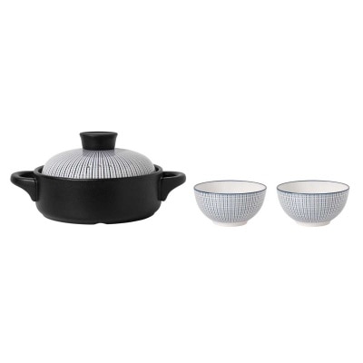 GLAD Ceramic Casserole Pot (w/2 Bowls)