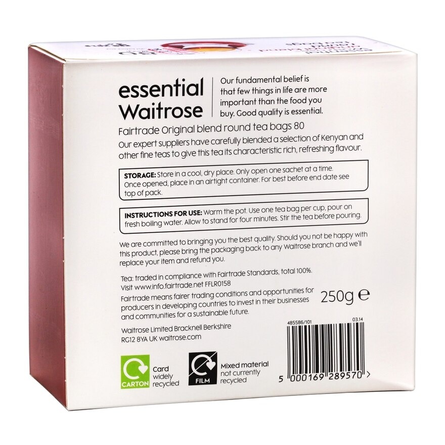 ESSENTIAL WAITROSE Original Blend Round Tea Bag