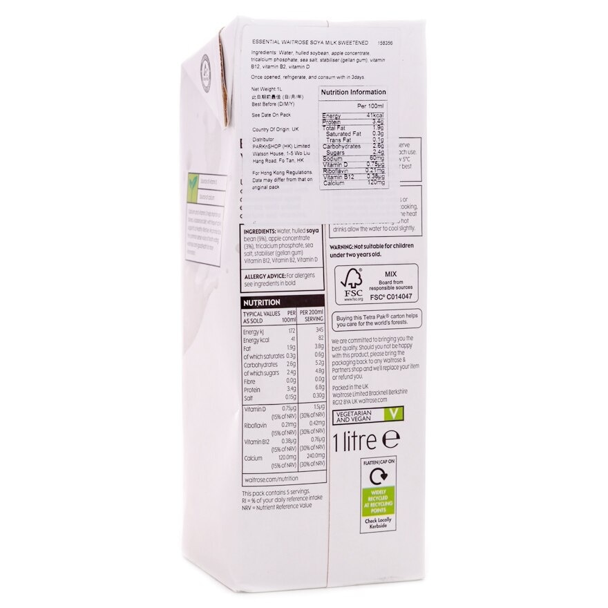 ESSENTIAL WAITROSE Soya Milk Sweetened