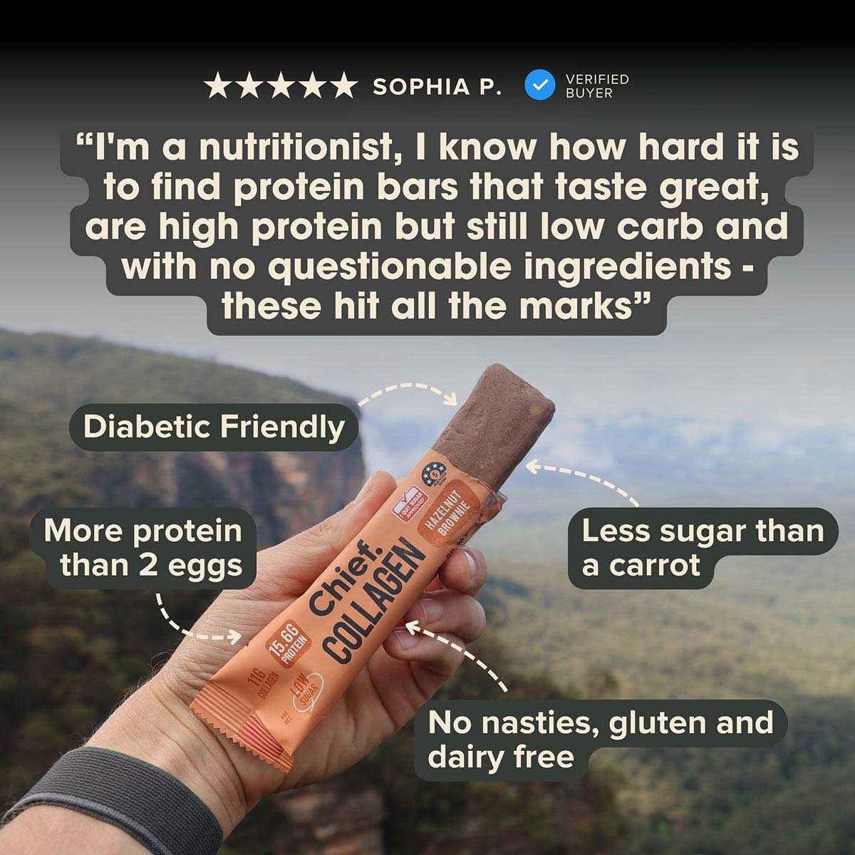 CHIEF. Collagen Bar Hazelnut Brownie 45g (12 Packs) image