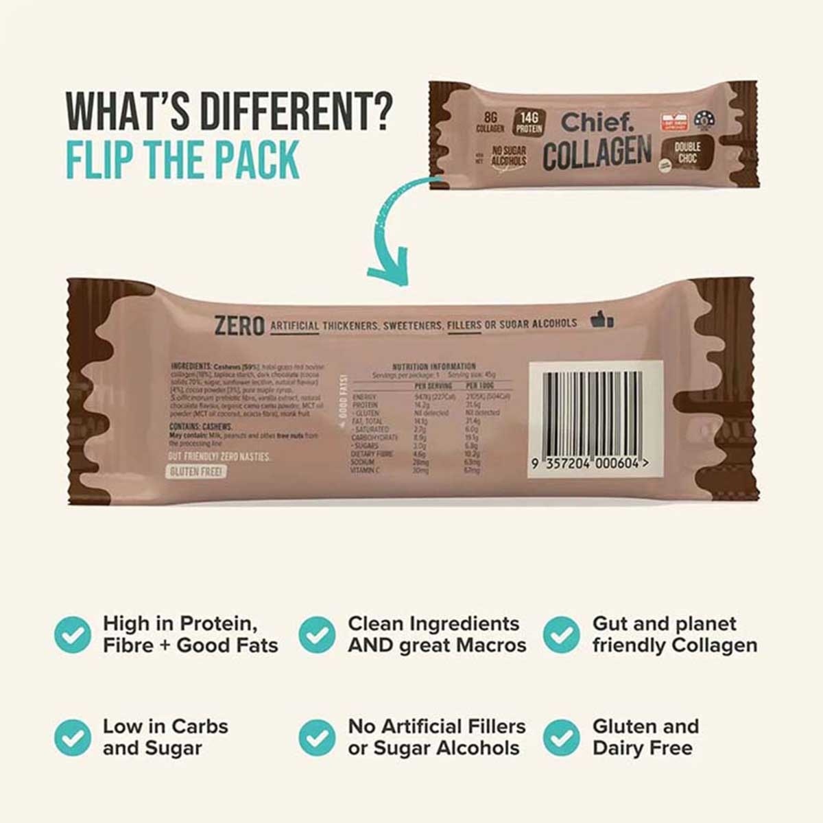 CHIEF. Collagen Bar Double Chocolate 45g (12 Pcs) image