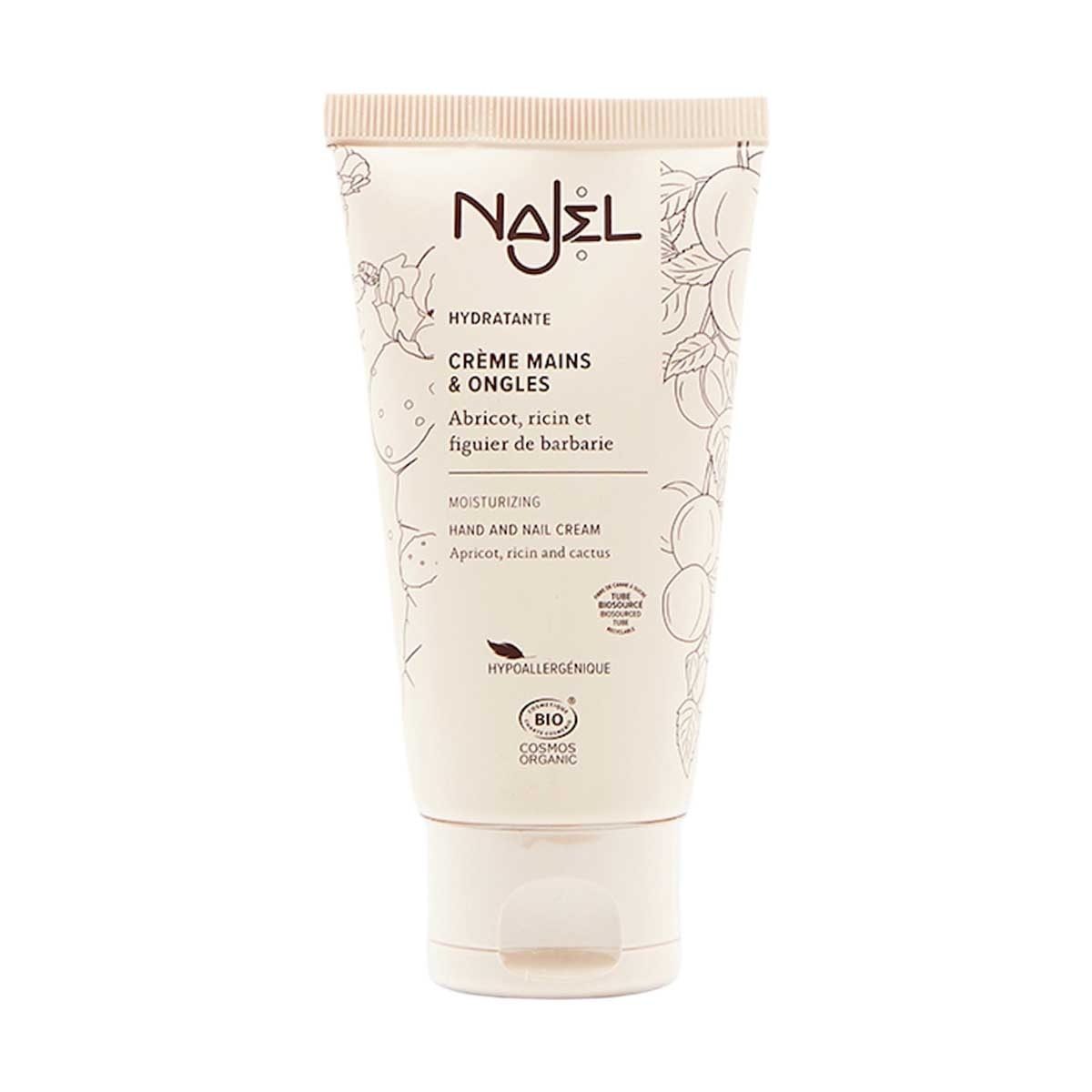 NAJEL Organic Moisturizing Hand And Nail Cream Apricot, Castor Oil And Prickly Pear