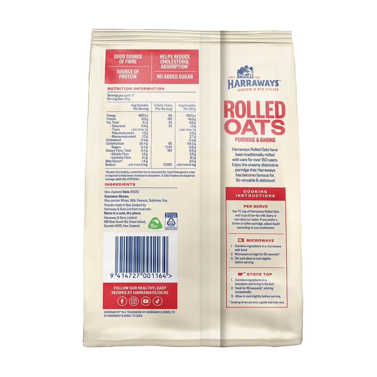 HARRAWAYS Harraways Rolled Oats 800g image