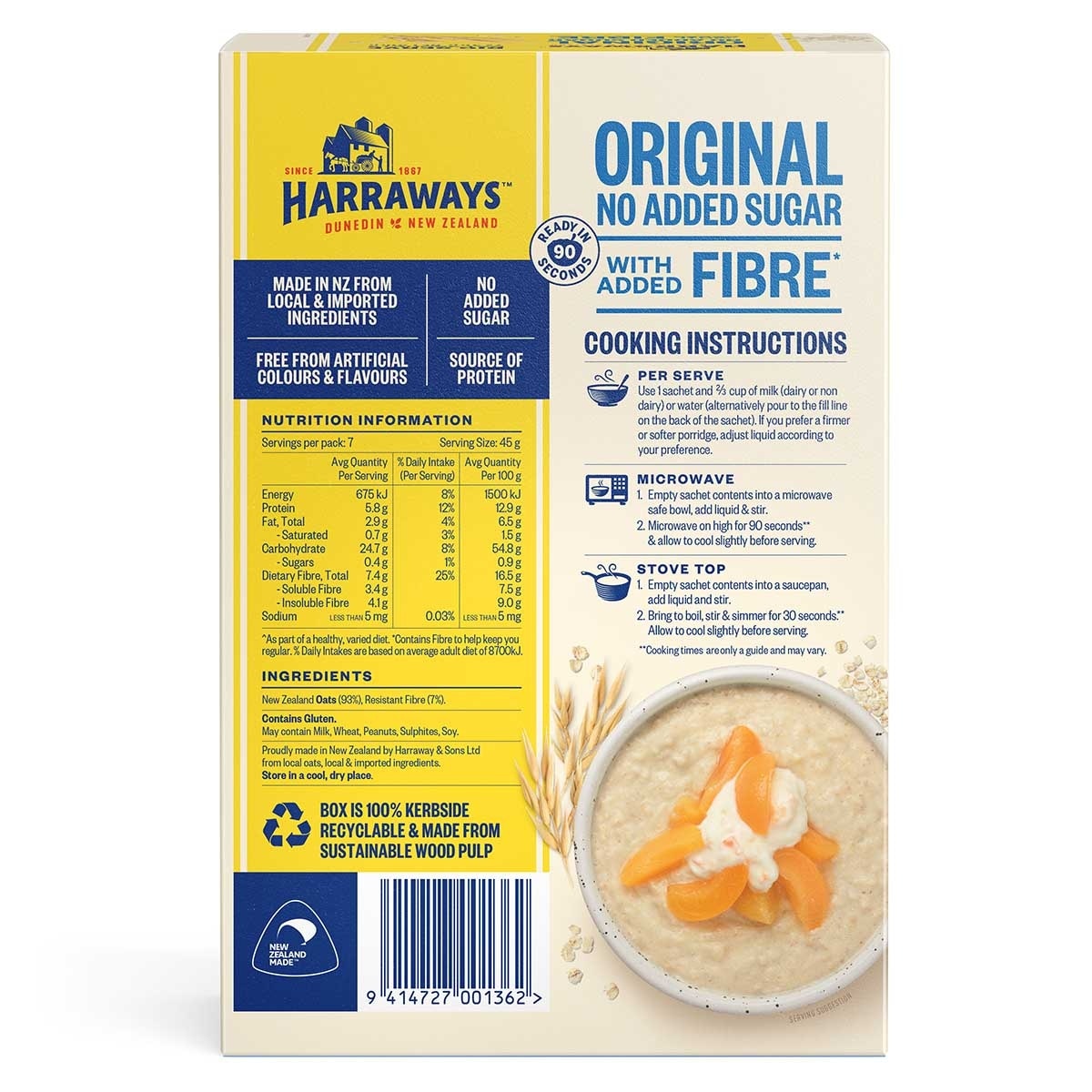 HARRAWAYS 無添加糖即食燕麥片 image