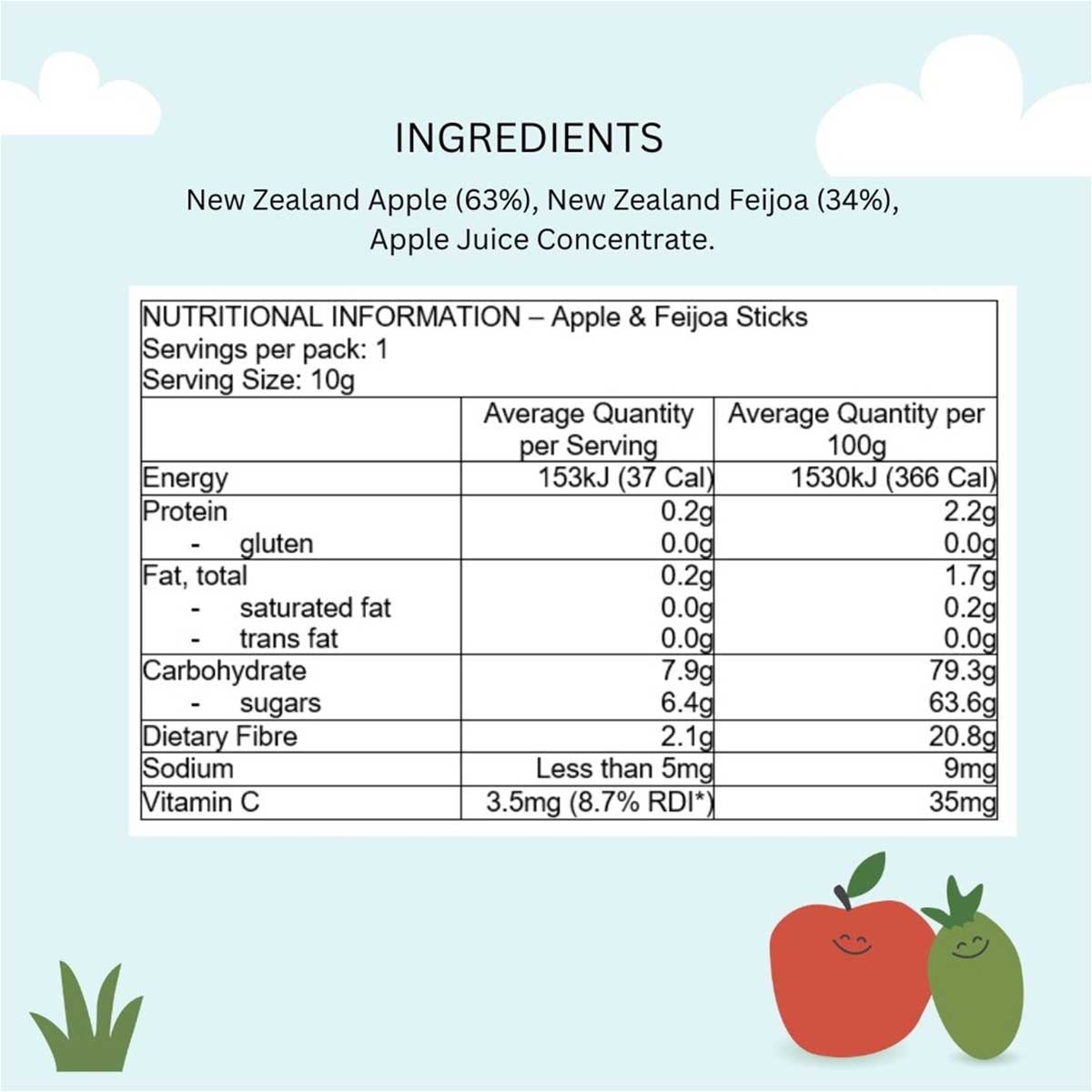 NATURKIDZ Fruit Dried Apple And Feijoa Sticks