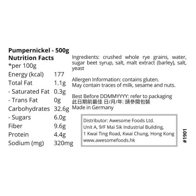 MESTEMACHER Pumpernickel Dark Wholemeal Rye Bread