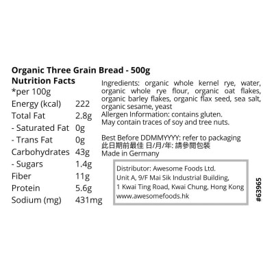 MESTEMACHER Organic Three Grain Bread