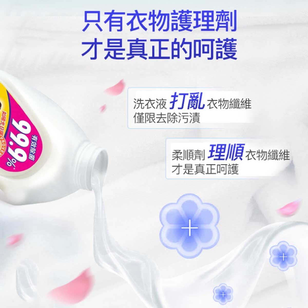 超濃縮柔麗 柔麗超濃縮 消毒防噏味衣物柔順劑陽光清香(1公升) X6 image