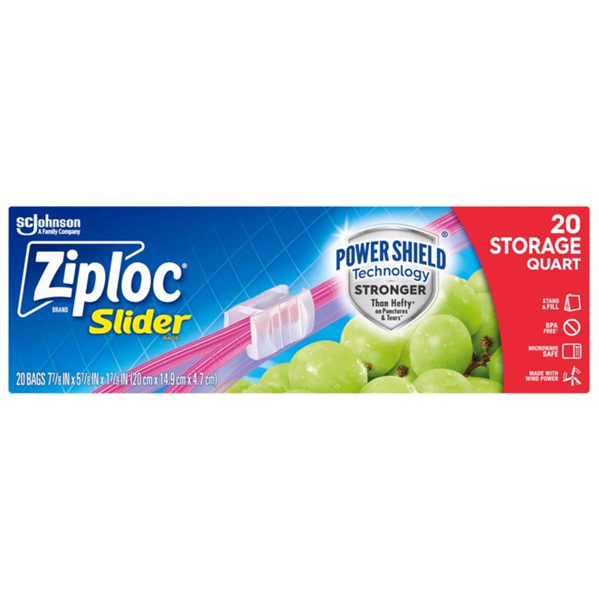 ZIPLOC Easy Zipper Storage Bag Quart 20's