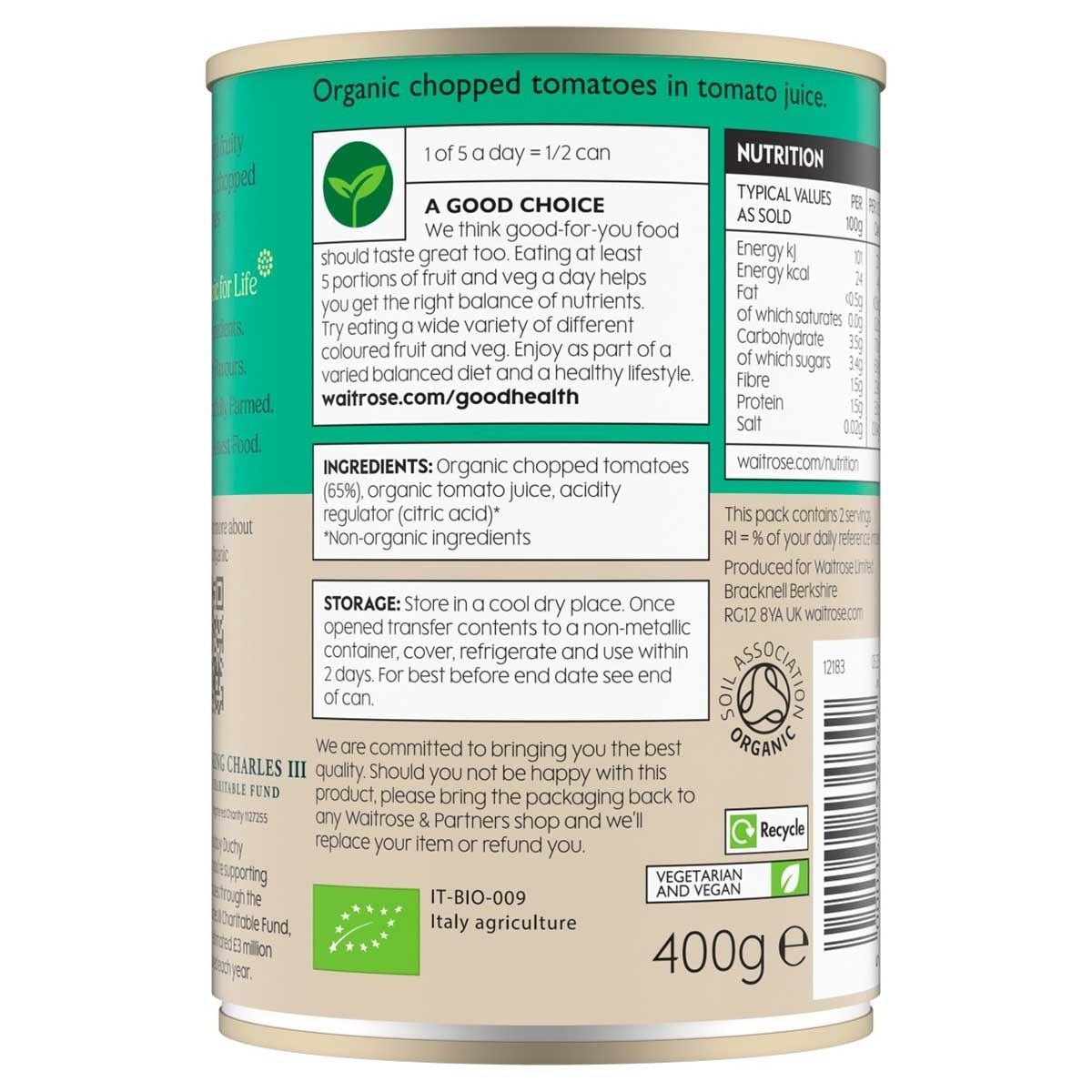 WAITROSE 有機切粒番茄 image