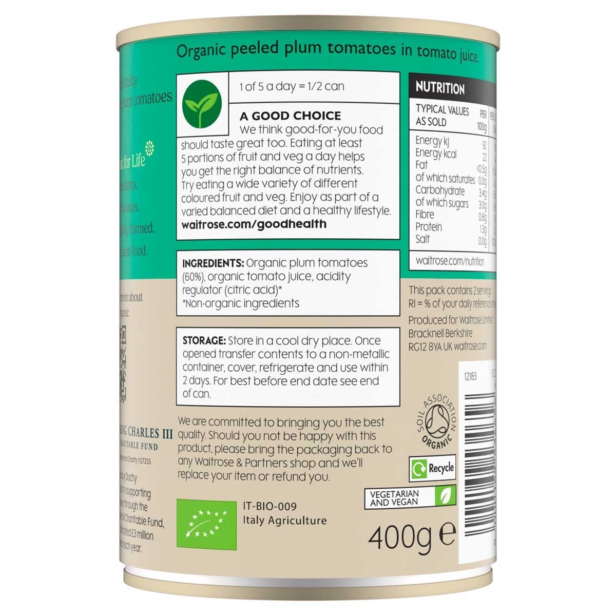 WAITROSE 有機意大利番茄 image