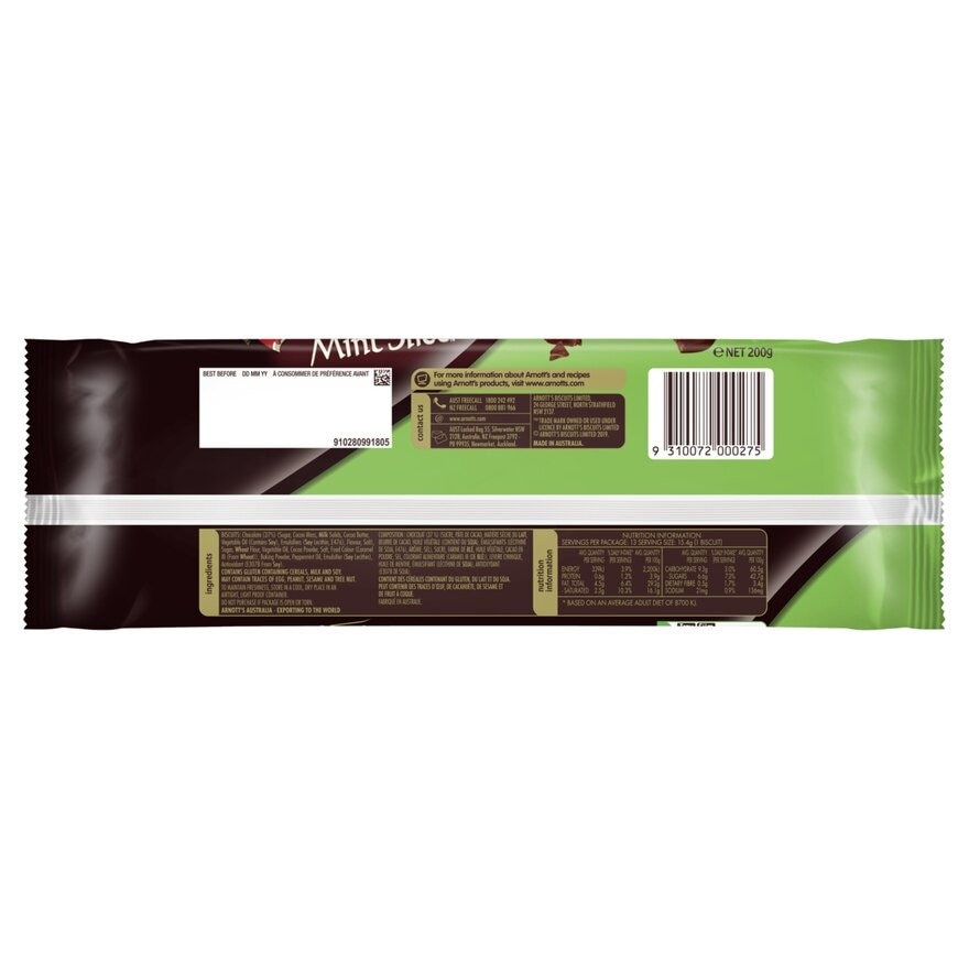 ARNOTT'S Mint Slice Chocolate Biscuits