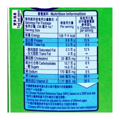 雀巢- 高鈣低脂牛奶飲品 [香港](冷凍 0-4°C) (最佳食用期限不少於4天)