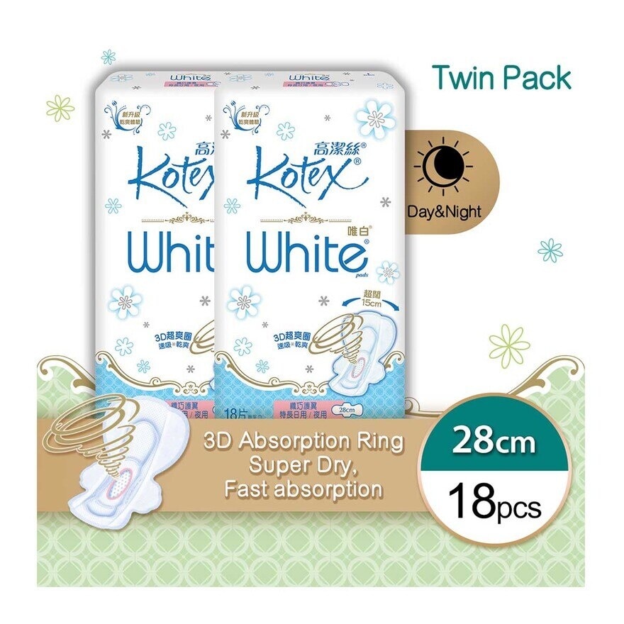 KOTEX Kotex White Slim Wing Long 18s Twin Pack