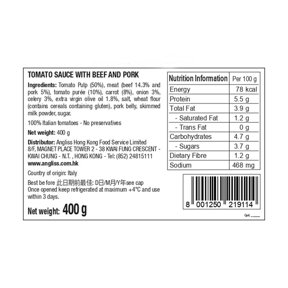 DE CECCO Sugo Alla Bolognese Sauce