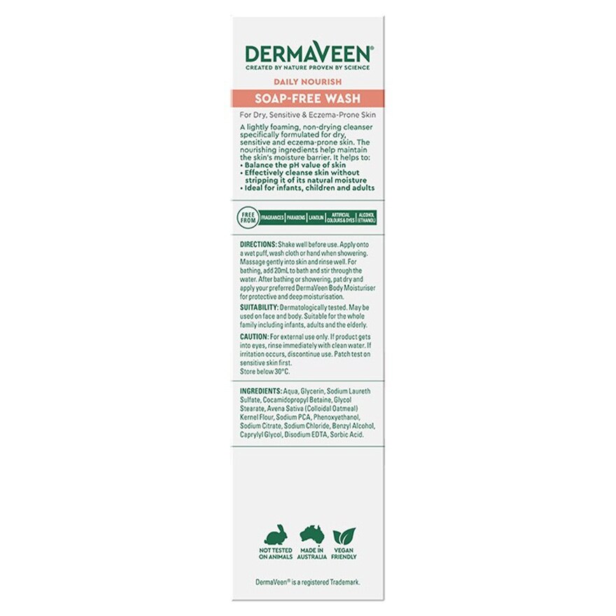 DERMAVEEN Dermaveen Oatmeal Soap Free Wash 500ml
