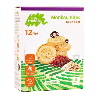 LITTLE FREDDIE Organic Monkey Bites Biscuits With Raisin & Oat (4x20g)