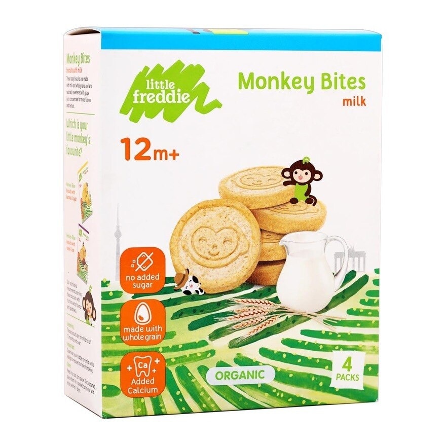 LITTLE FREDDIE Organic Monkey Bites Biscuits With Banana & Spelt (4x20g)