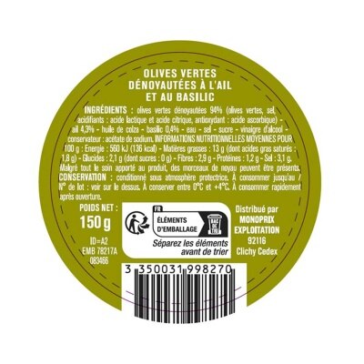 MONOPRIX 蒜香羅勒綠橄欖