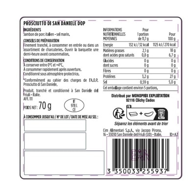 MONOPRIX 聖丹尼爾火腿ＤＯＰ
