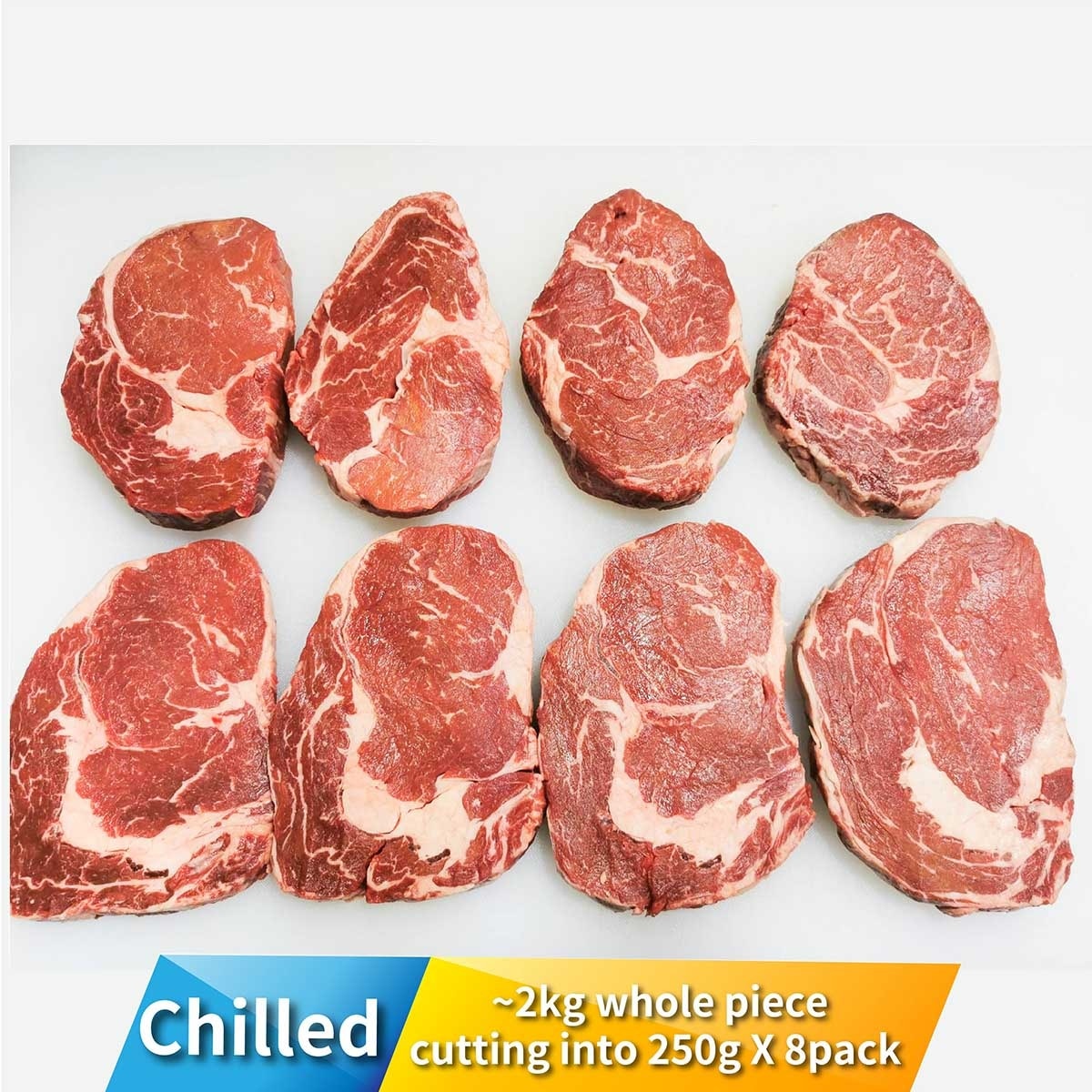 COORONG Chilled Black Angus Ribeye - 100 Days Grain Fed  250g X 8 Pk [australia](chilled 0-4°c) (*supplier Direct. Buy Over $550, Free Delivery)