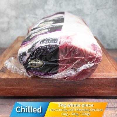 ANGUS RESERVE Chilled  Aus Black Angus Grain Fed Striploin around 2kg (*Supplier Direct.Buy Oriole product over  $550,  free delivery. Delivery Date : 27-30 Sep)