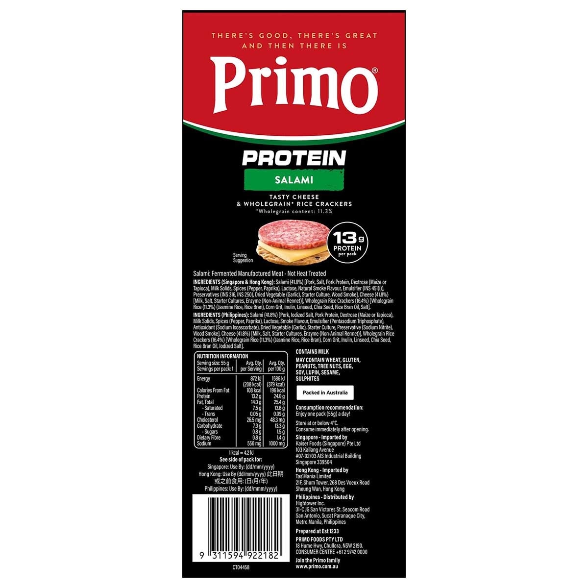 PRIMO Protein Stacker Salami [australia] (chilled 0 4°c) image