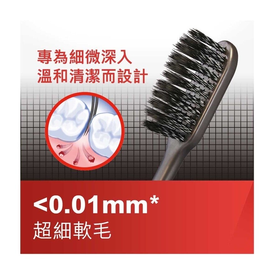 COLGATE Slim Soft Charcoal Antibacterial And Stain-removing Toothbrush 3s