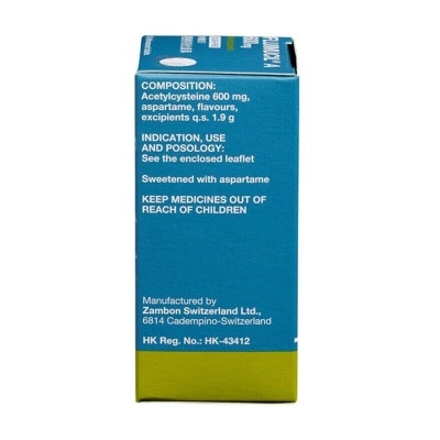 FLUIMUCIL Fluimucil® A600mg (sugar-free) X 10 Effervescent Tablets