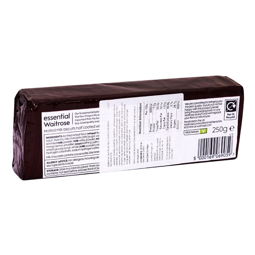 ESSENTIAL WAITROSE Milk Chocolate Mated Milk Biscuits