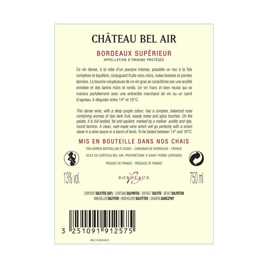 CHATEAU BEL AIR Bordeaux Superieur image