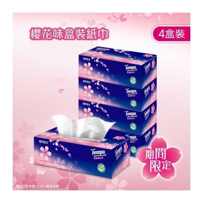 TEMPO得寶 盒裝紙巾櫻花味限量版４ｓ(包裝隨機)