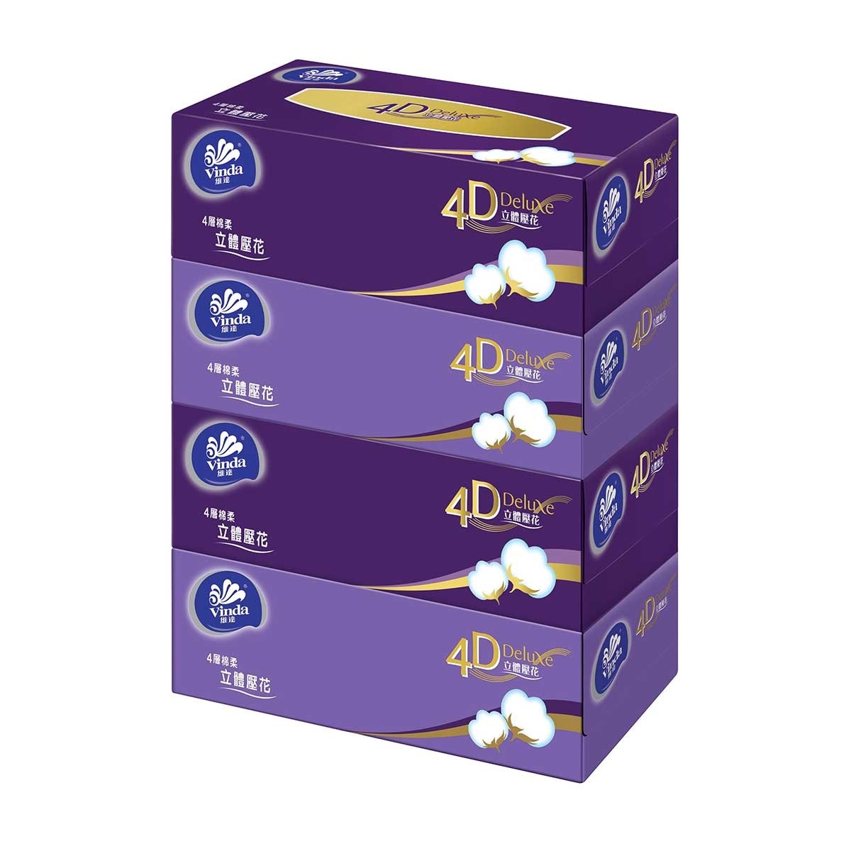 維達 ４Ｄ立體壓花４層盒裝面紙４盒