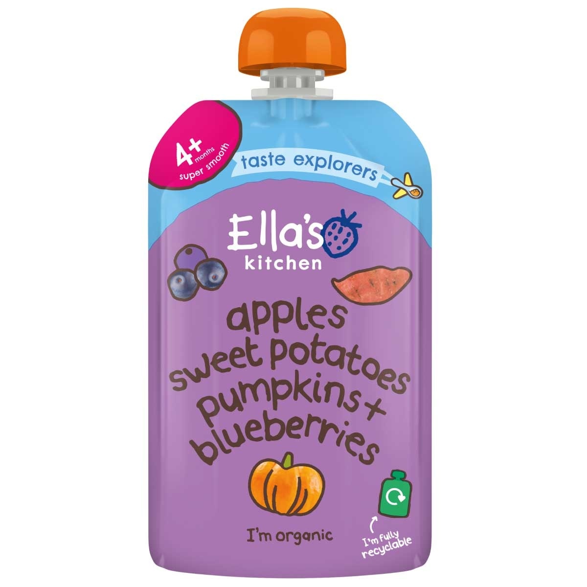 ELLA'S KITCHEN Organic Sweet Potatoes, Pumpkins, Apples And Blueberries Puree 120g