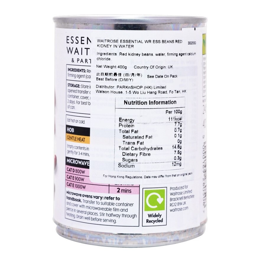 ESSENTIAL WAITROSE Red Kidney Beans In Water