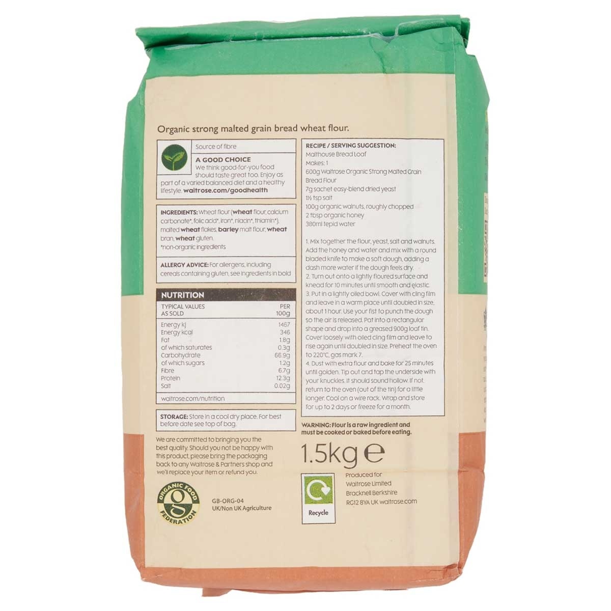 WAITROSE 有機高筋麥芽麵包粉 image