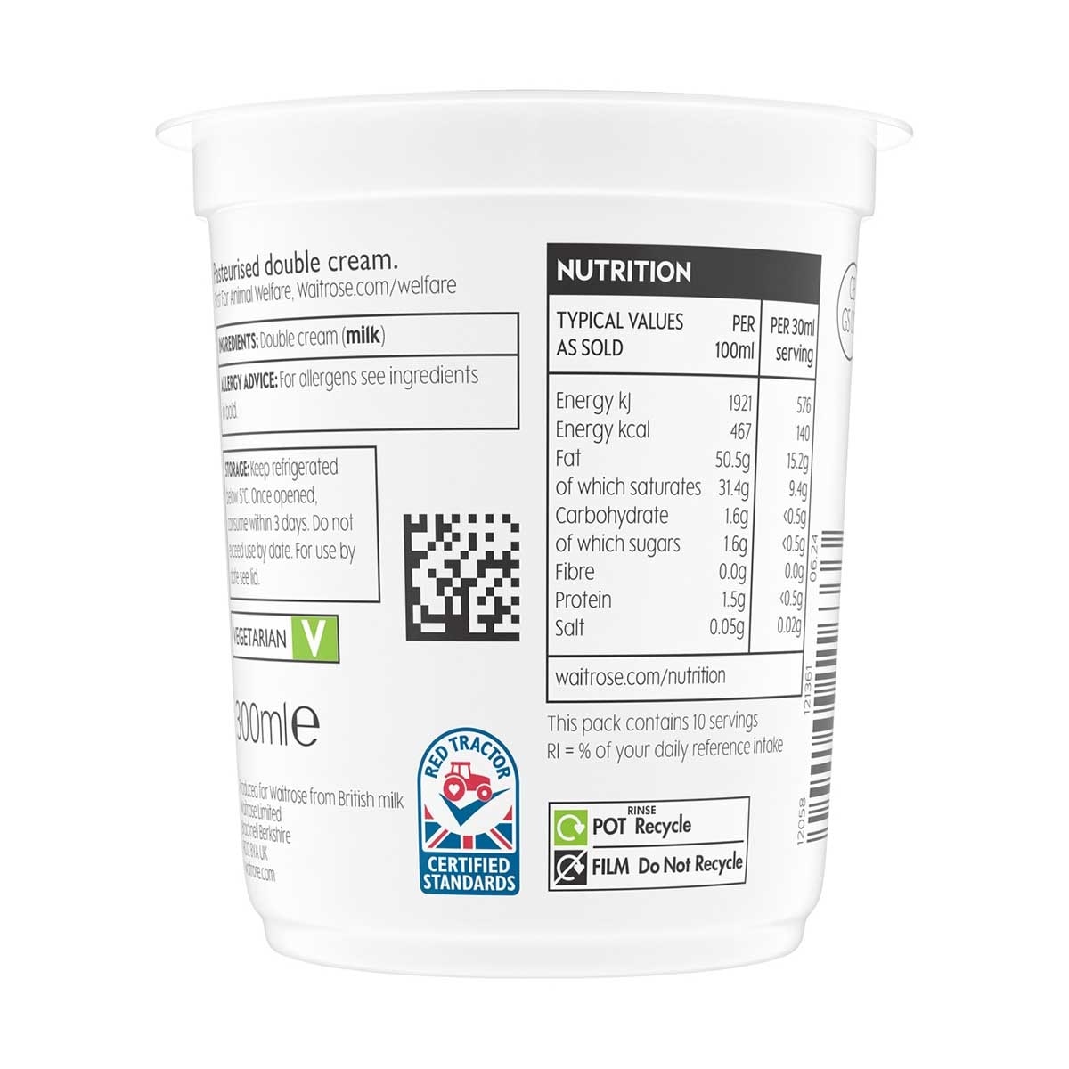 ESSENTIAL WAITROSE Double&nbsp;&nbsp; Cream(chilled 0-4°c)