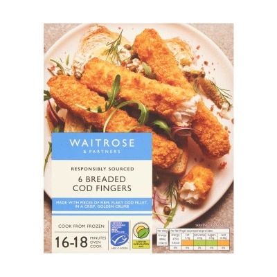 WAITROSE 吉列魚手指 （６件裝）(急凍 -18°c)