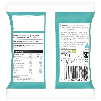 WAITROSE 意大利馬蘇里拉芝士 (冷凍 0-4°C)
