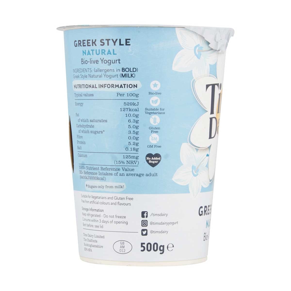 TIMS DAIRY Bio-live Greek Yogurt - Natural(chilled 0-4°c)