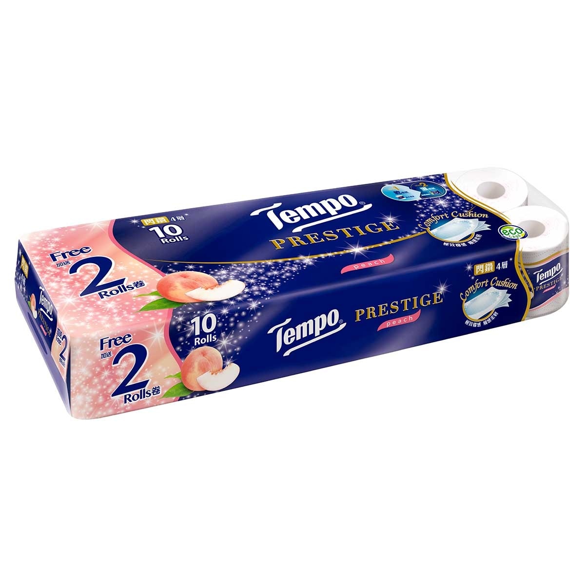 TEMPO得寶 四層閃鑽桃味限量版衛生紙 (10+2卷/10卷 新舊包裝隨機發送)