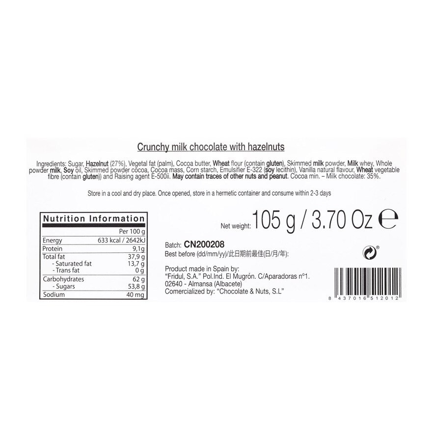 AVELLO Milk Chocolate With Hazelnuts T8