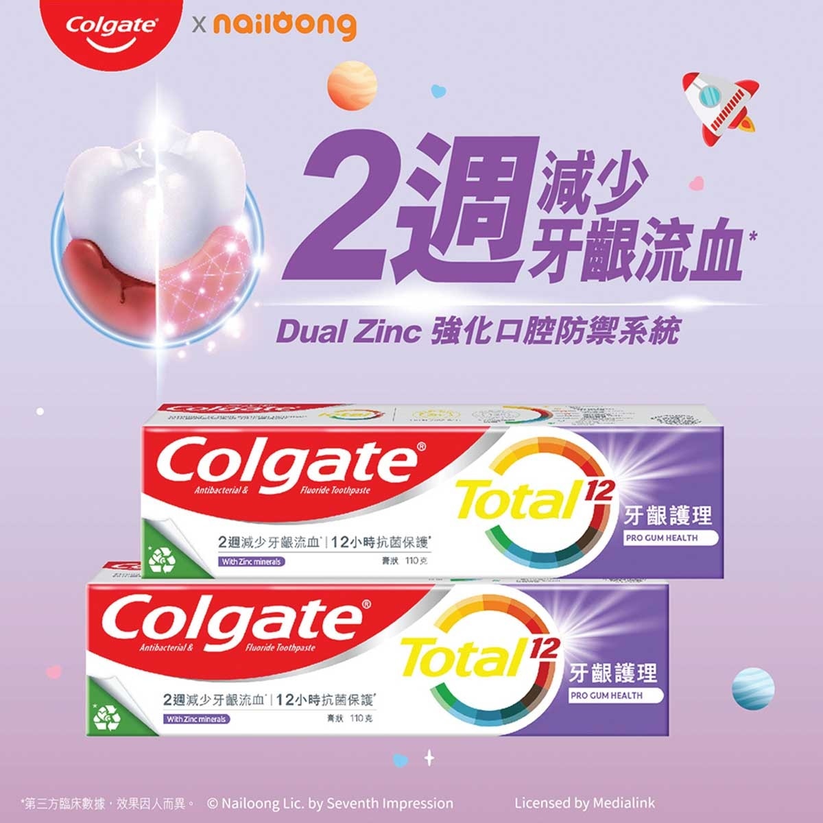 COLGATE Colgate Total Pgh 110g 2s + Nailoong Plates