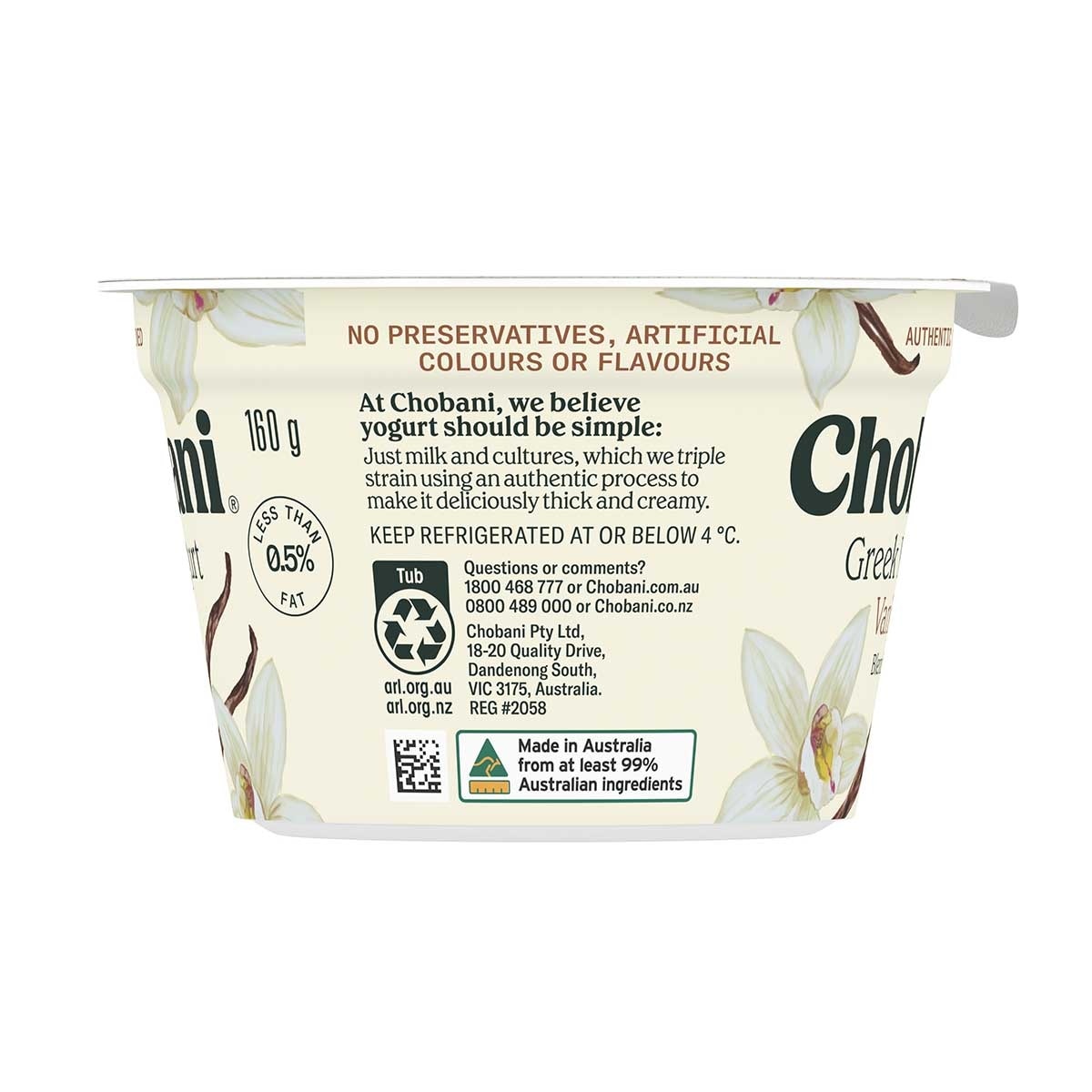 CHOBANI 希臘乳酪雲呢拿[澳洲](冷凍 0-4°c)