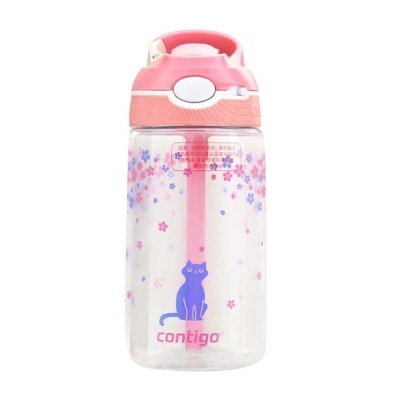 CONTIGO Ashland Water Bottle W/lock (tritan) 16oz (450ml) - Clear W/ Color Change Sakura And Cats Graphic (color Change Below 18°c)