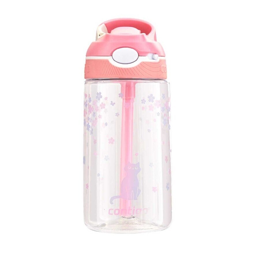 CONTIGO Ashland Water Bottle W/lock (tritan) 16oz (450ml) - Clear W/ Color Change Sakura And Cats Graphic (color Change Below 18°c)